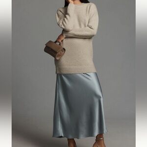 ANTHROPOLOGIE LONG SLEEVE TWOFER SWEATER SLIP MIDI DRESS SZ XS MSRP $228.00 NWT